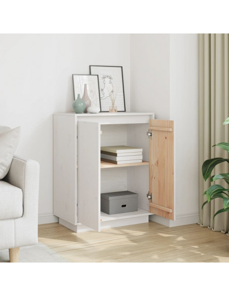 Credenza Bianca 60x34x75 cm in Legno Massello di Pino