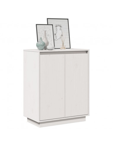 Credenza Bianca 60x34x75 cm in Legno Massello di Pino