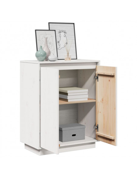 Credenza Bianca 60x34x75 cm in Legno Massello di Pino