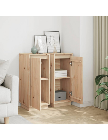 Credenze 2 pz 31,5x34x75 cm in Legno Massello di Pino