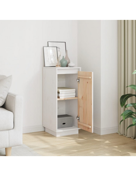 Credenza Bianca 31,5x34x75 cm in Legno Massello di Pino