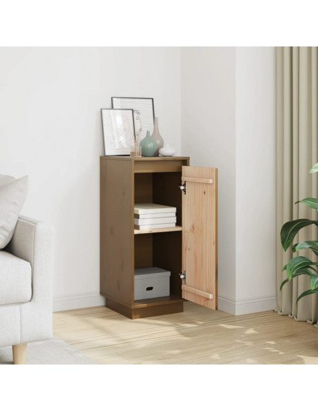 Credenza Marrone Miele 31,5x34x75 cm in Legno Massello di Pino