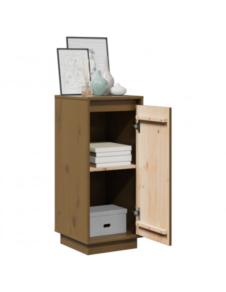 Credenza Marrone Miele 31,5x34x75 cm in Legno Massello di Pino
