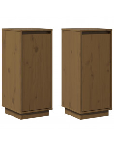 Credenze 2 pz Miele 31,5x34x75 cm in Legno Massello di Pino 2