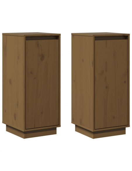 Credenze 2 pz Miele 31,5x34x75 cm in Legno Massello di Pino