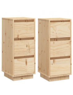 Credenze 2 pz 32x34x75 cm in Legno Massello di Pino 2