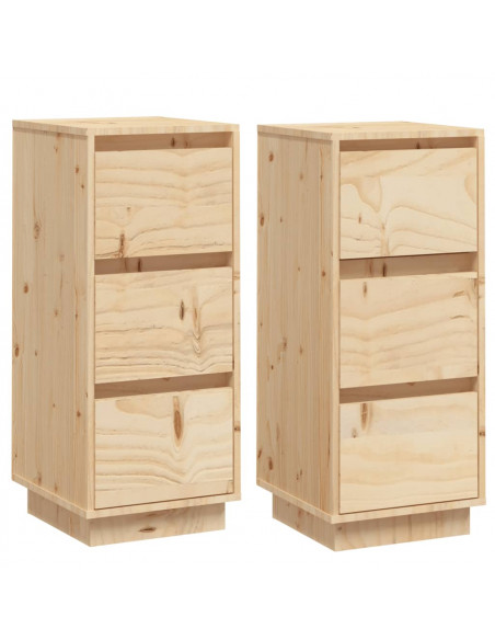 Credenze 2 pz 32x34x75 cm in Legno Massello di Pino