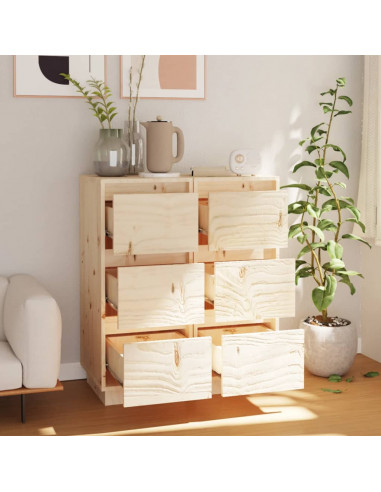 Credenze 2 pz 32x34x75 cm in Legno Massello di Pino