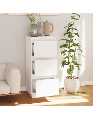 Credenza Bianca 32x34x75 cm in Legno Massello di Pino