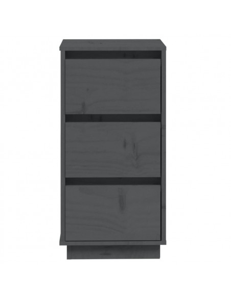 Credenze Grigie 2 pz 32x34x75 cm in Legno Massello di Pino