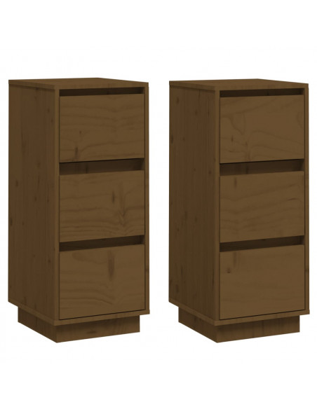 Credenze 2 pz Marrone Miele 32x34x75 cm Legno Massello di Pino