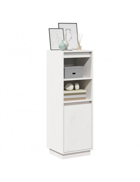 Credenza Bianca 37x34x110 cm in Legno Massello di Pino