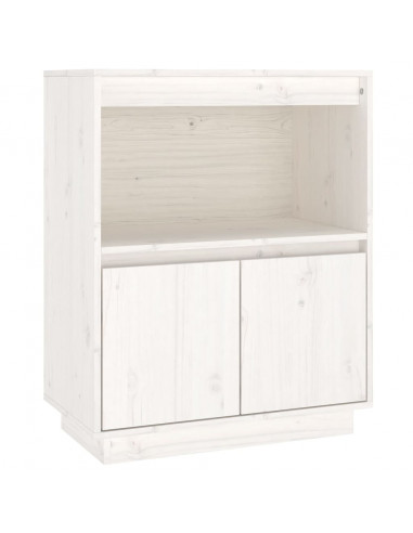 Credenza Bianca 60x34x75 cm in Legno Massello di Pino