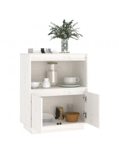 Credenza Bianca 60x34x75 cm in Legno Massello di Pino