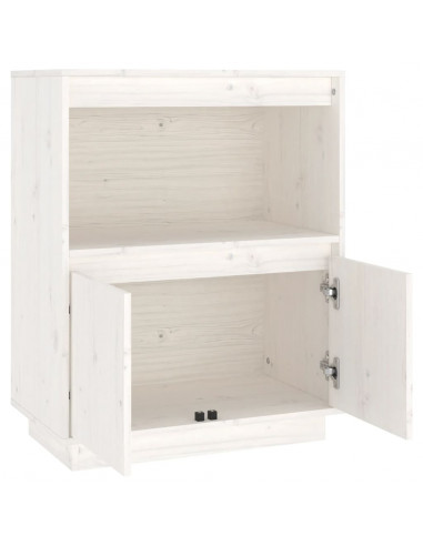 Credenza Bianca 60x34x75 cm in Legno Massello di Pino