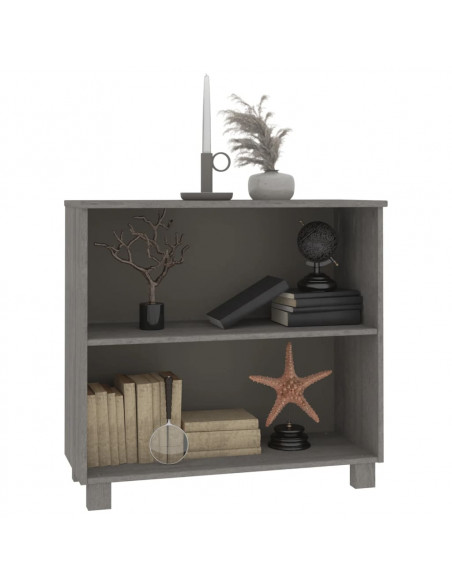 Credenza HAMAR Grigio Chiaro 85x35x80 cm Legno Massello di Pino