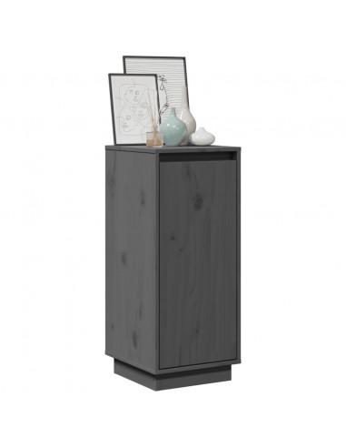 Credenze 2 pz Grigie 31,5x34x75 cm in Legno Massello di Pino