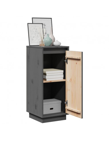 Credenze 2 pz Grigie 31,5x34x75 cm in Legno Massello di Pino