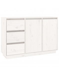 Credenza Bianca 111x34x75 cm in Legno Massello di Pino 2