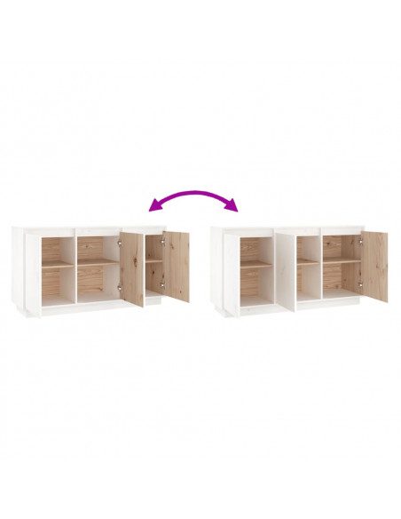 Credenza Bianca 111x34x60 cm in Legno Massello di Pino