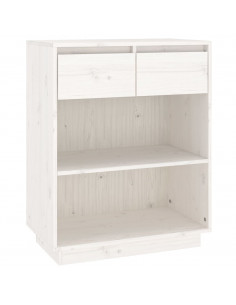 Mobile Consolle Bianco 60x34x75 cm in Legno Massello di Pino 2