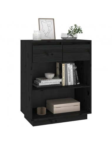 Mobile Consolle Nero 60x34x75 cm in Legno Massello di Pino