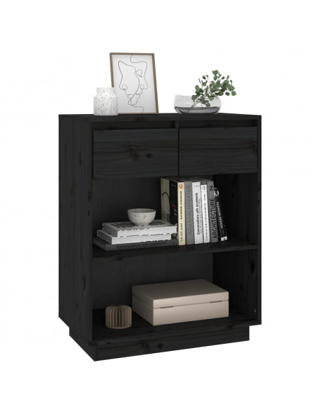 Mobile Consolle Nero 60x34x75 cm in Legno Massello di Pino