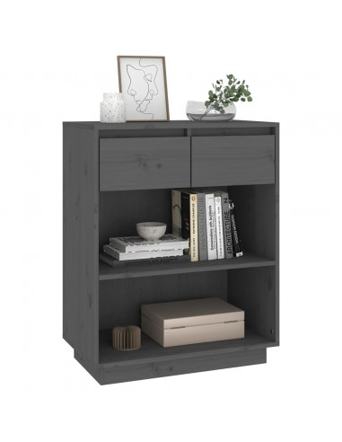 Mobile Consolle Grigio 60x34x75 cm in Legno Massello di Pino