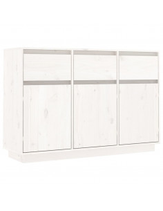 Credenza Bianca 110x34x75 cm in Legno Massello di Pino 2
