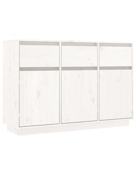 Credenza Bianca 110x34x75 cm in Legno Massello di Pino