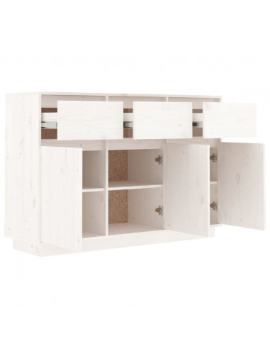 Credenza Bianca 110x34x75 cm in Legno Massello di Pino