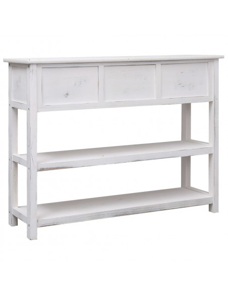 Credenza Bianco Antico 108x30x76 cm Legno Massello di Paulonia