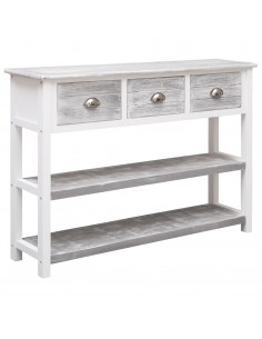 Credenza Grigio Antico 108x30x76 cm Legno Massello di Paulownia 2