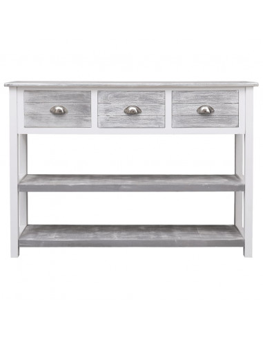 Credenza Grigio Antico 108x30x76 cm Legno Massello di Paulownia