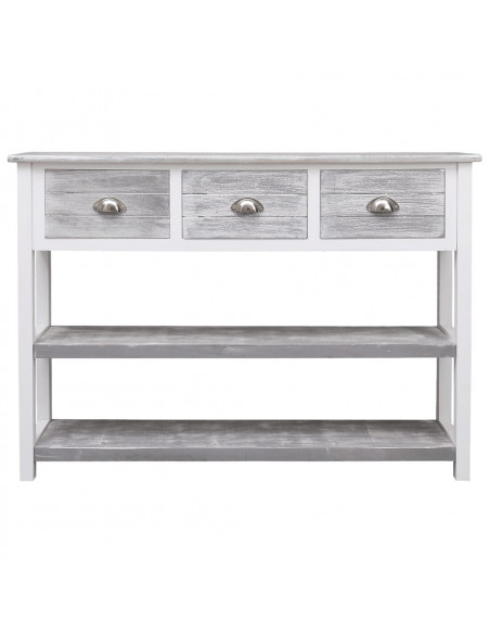 Credenza Grigio Antico 108x30x76 cm Legno Massello di Paulownia