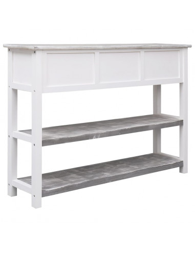 Credenza Grigio Antico 108x30x76 cm Legno Massello di Paulownia