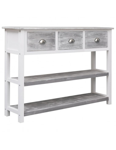 Credenza Grigio Antico 108x30x76 cm Legno Massello di Paulownia