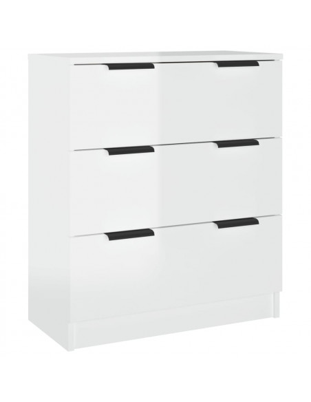 Credenza Bianco Lucido 60x30x70 cm in Legno Multistrato