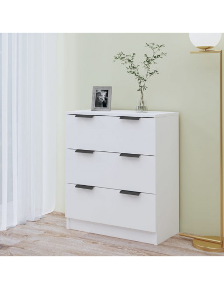 Credenza Bianco Lucido 60x30x70 cm in Legno Multistrato