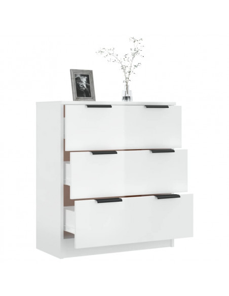 Credenza Bianco Lucido 60x30x70 cm in Legno Multistrato