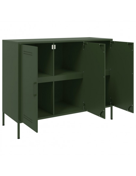 Credenza Verde Oliva 100,5x39x79cm in Acciaio Laminato a Freddo