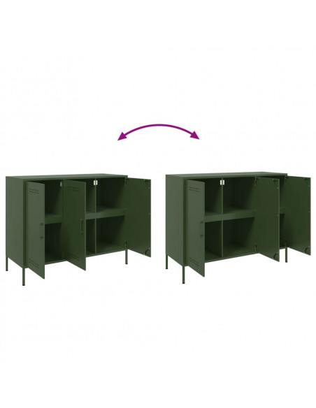 Credenza Verde Oliva 100,5x39x79cm in Acciaio Laminato a Freddo