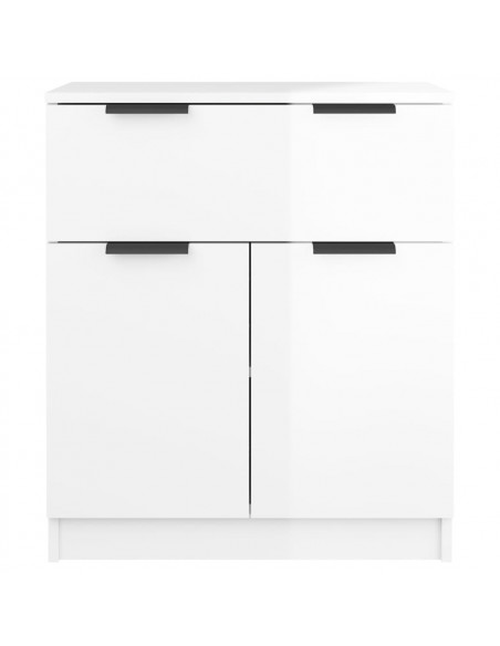 Credenza Bianco Lucido 60x30x70 cm in Legno Multistrato