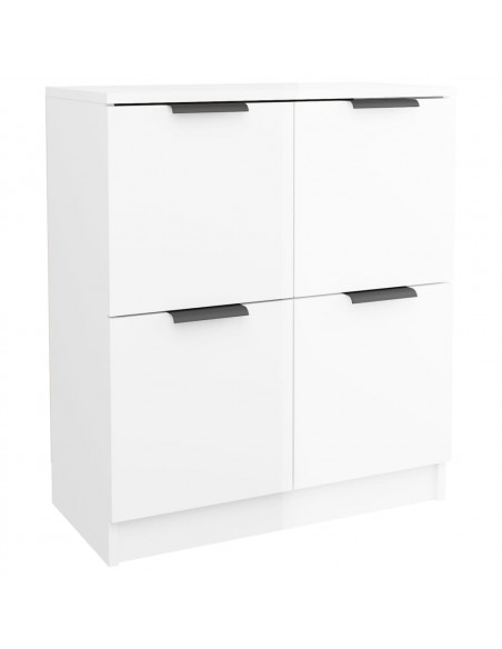 Credenza Bianco Lucido 60x30x70 cm in Legno Multistrato