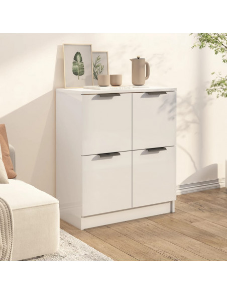 Credenza Bianco Lucido 60x30x70 cm in Legno Multistrato