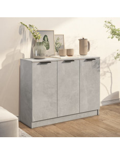 Credenza Grigio Cemento 90,5x30x70 cm in Legno Multistrato 2