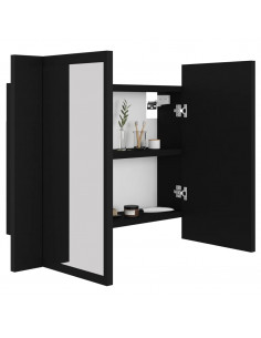 Armadietto a Specchio con Luci LED Nero 60x12x45 cm in Acrilico 2