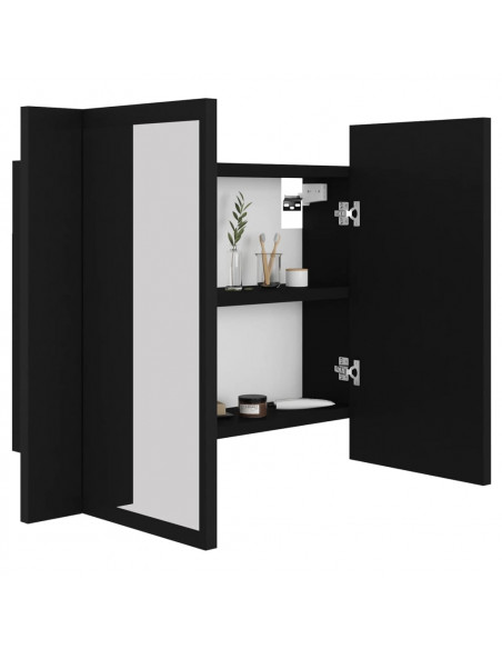 Armadietto a Specchio con Luci LED Nero 60x12x45 cm in Acrilico