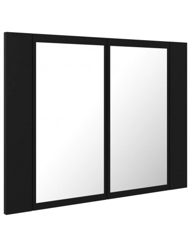 Armadietto a Specchio con Luci LED Nero 60x12x45 cm in Acrilico