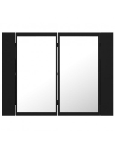 Armadietto a Specchio con Luci LED Nero 60x12x45 cm in Acrilico